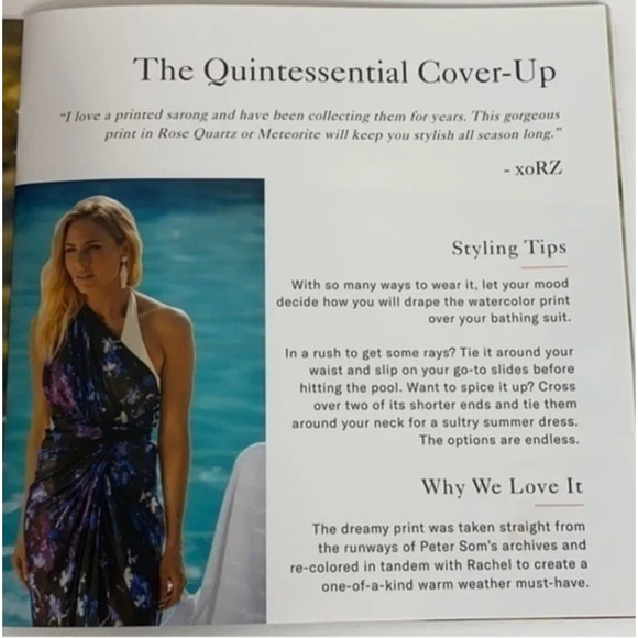 Peter Som Dream Floral Sarong One Size Meteorite Swim Cover-Up Dress Wrap - Picture 4 of 5